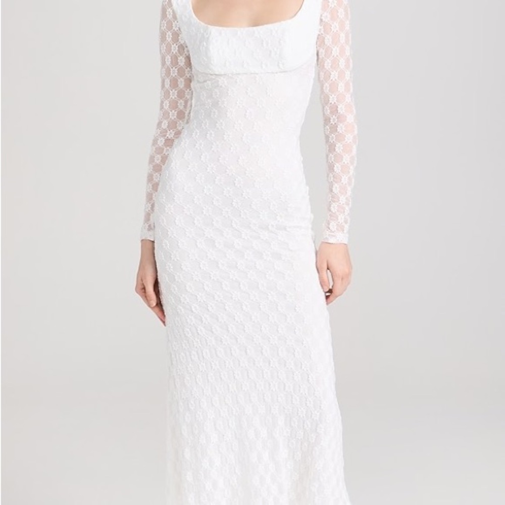 Bardot White Sheath Long Sleeve Scoop Neck Dress